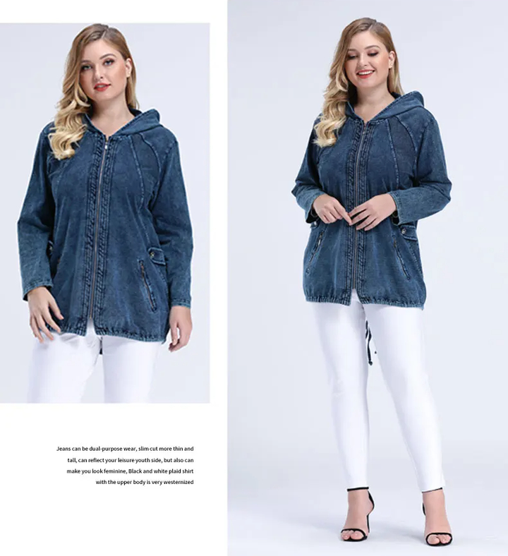 Stilla | Oversized Curve Champion Denim Hoodie Pullover