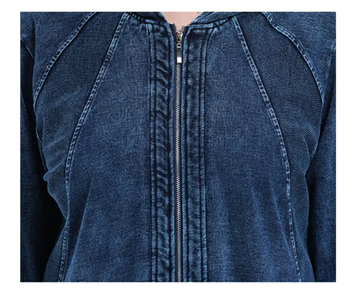 Stilla | Oversized Curve Champion Denim Hoodie Pullover