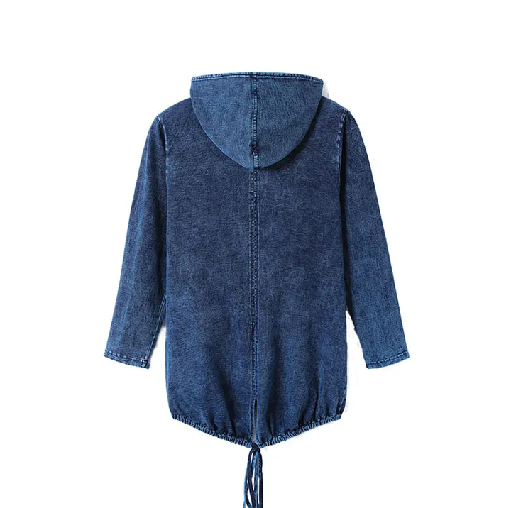 Stilla | Oversized Curve Champion Denim Hoodie Pullover