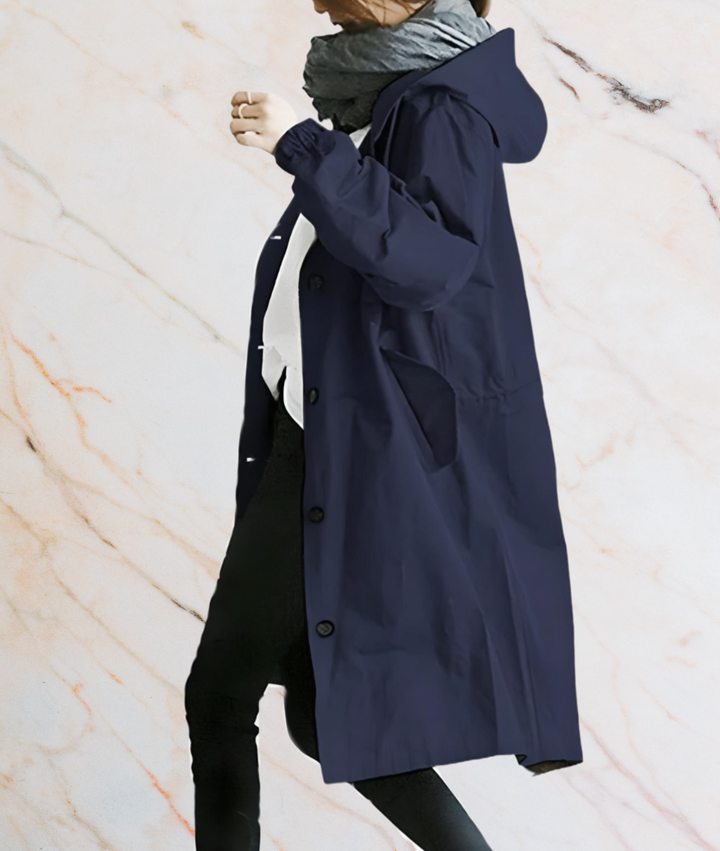 Stilla | Oversized Lang Jakke med Knapper og Dyb Side Lommer