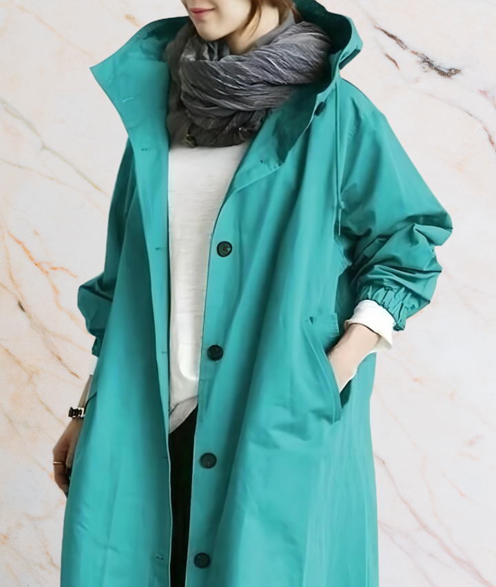Stilla | Oversized Lang Jakke med Knapper og Dyb Side Lommer
