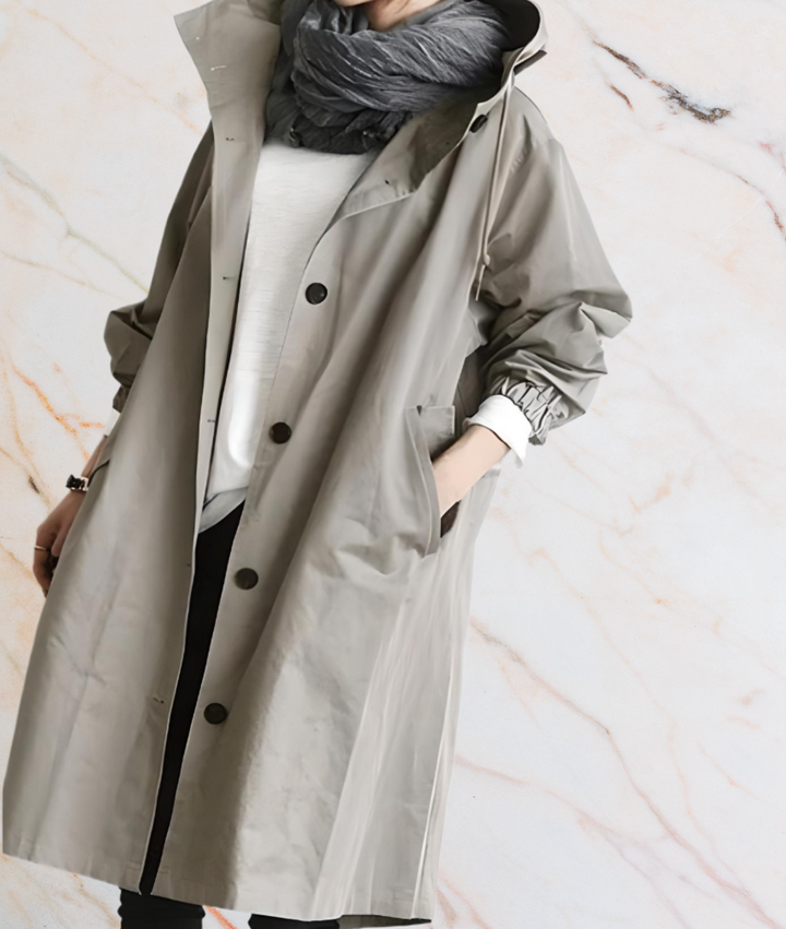 Stilla | Oversized Lang Jakke med Knapper og Dyb Side Lommer