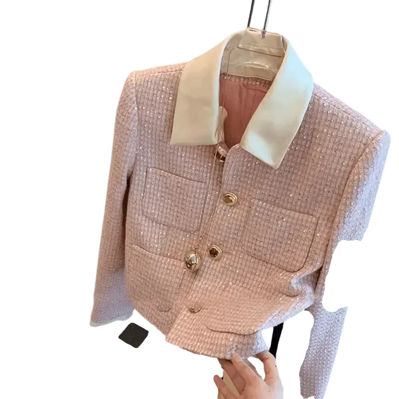 Stilla | Patchwork Crop Tweed Jakke Dame