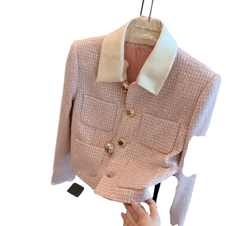 Stilla | Patchwork Crop Tweed Jakke Dame