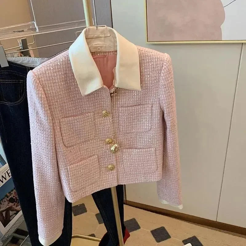 Stilla | Patchwork Crop Tweed Jakke Dame