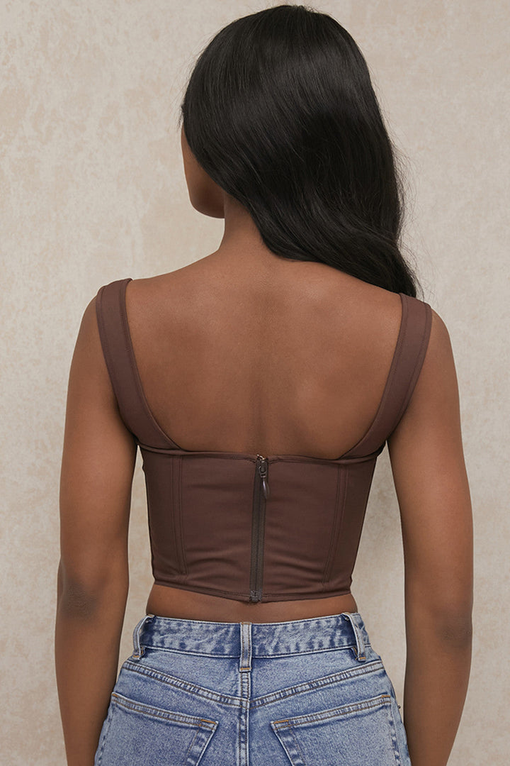 Stilla | Chokolade Rynket Korset Top