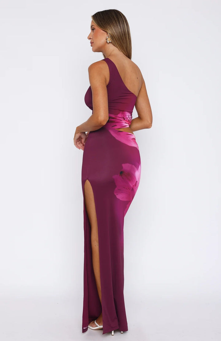 Stilla | Side Split Blomster Maxikjole Pink