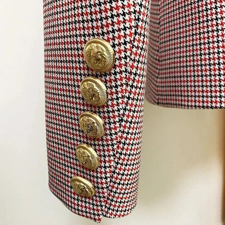 Stilla | Pink Hahnentrittmuster Blazer Kvinder - Formelt - Henley