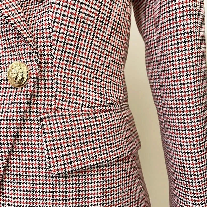 Stilla | Pink Hahnentrittmuster Blazer Kvinder - Formelt - Henley
