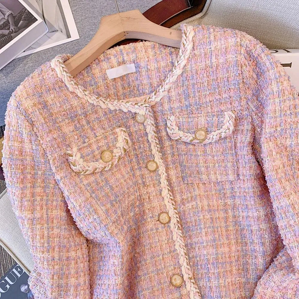 Stilla | Rosa ternet tweedjakke