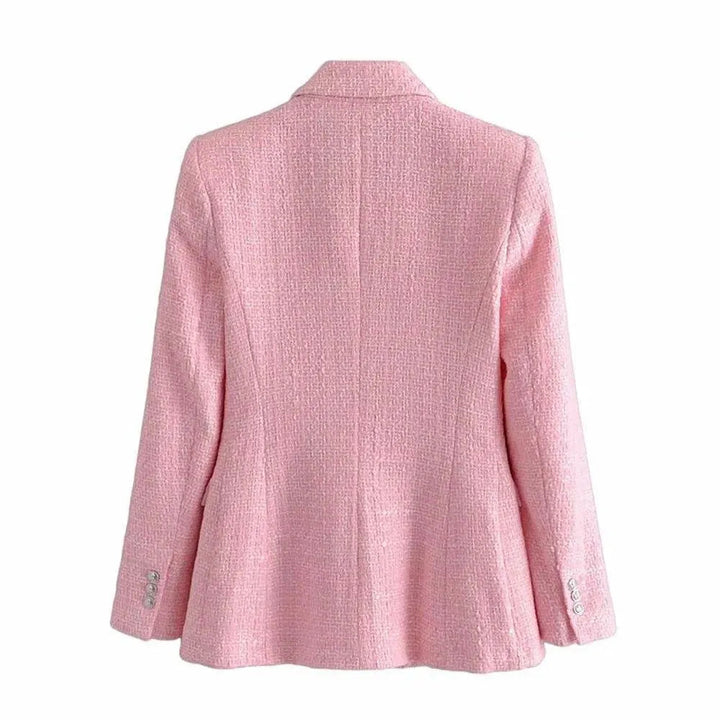 Stilla | Pink Tweed Blazer Dame - Formelt-Erhverv - Ensfarvet