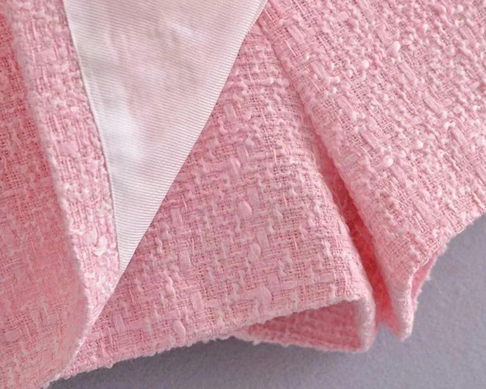 Stilla | Pink Tweed Blazer Dame - Formelt-Erhverv - Ensfarvet