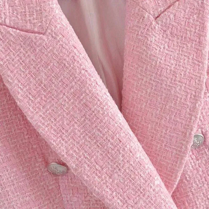 Stilla | Pink Tweed Blazer Dame - Formelt-Erhverv - Ensfarvet