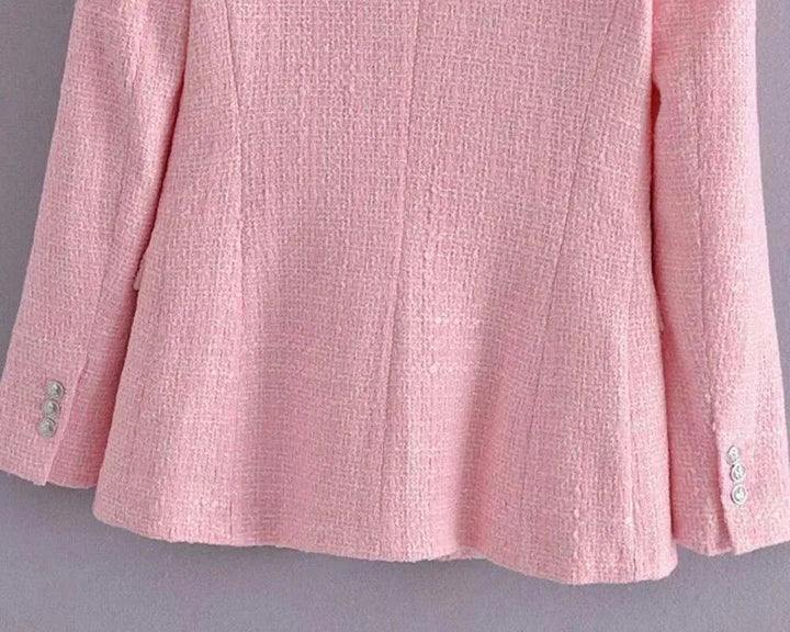 Stilla | Pink Tweed Blazer Dame - Formelt-Erhverv - Ensfarvet