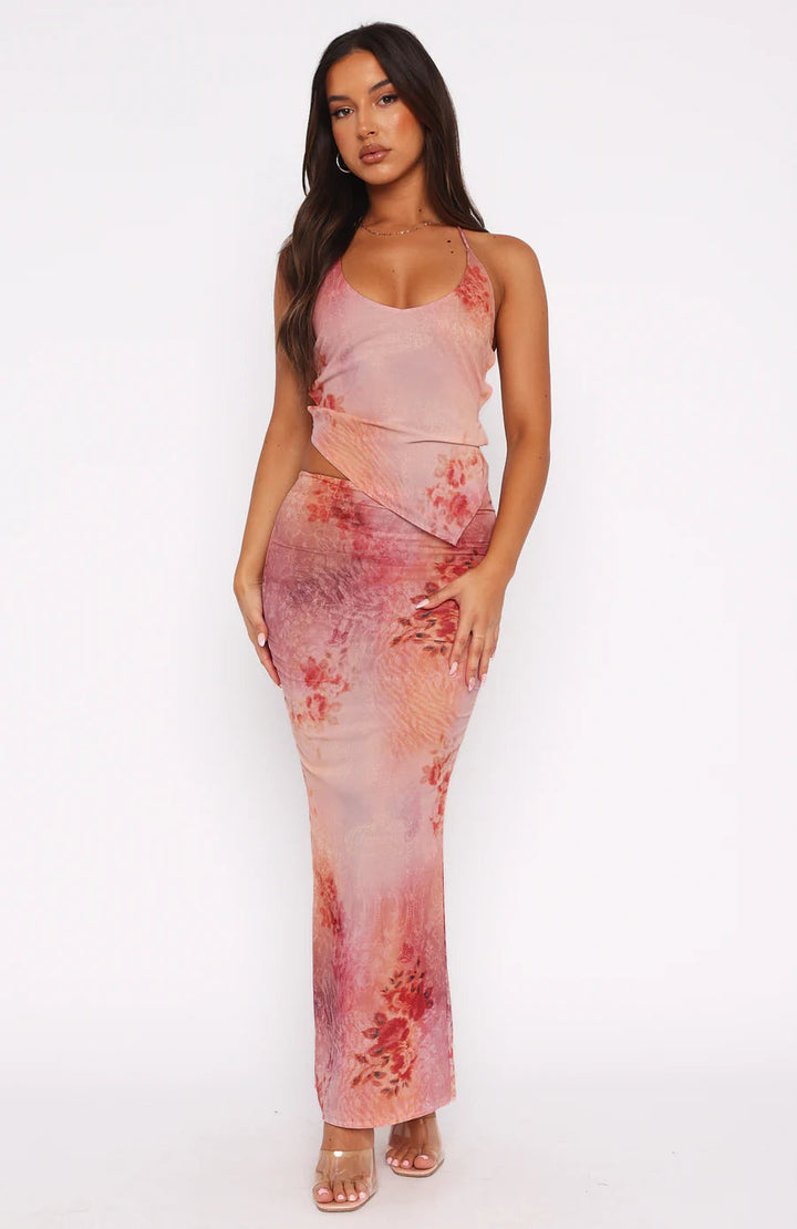 Stilla | Ryg Center Slid Maxi Nederdel Med Print