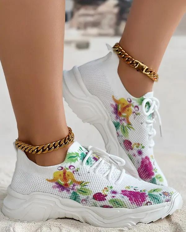 Stilla | Blomster mønster Sneakers Dame