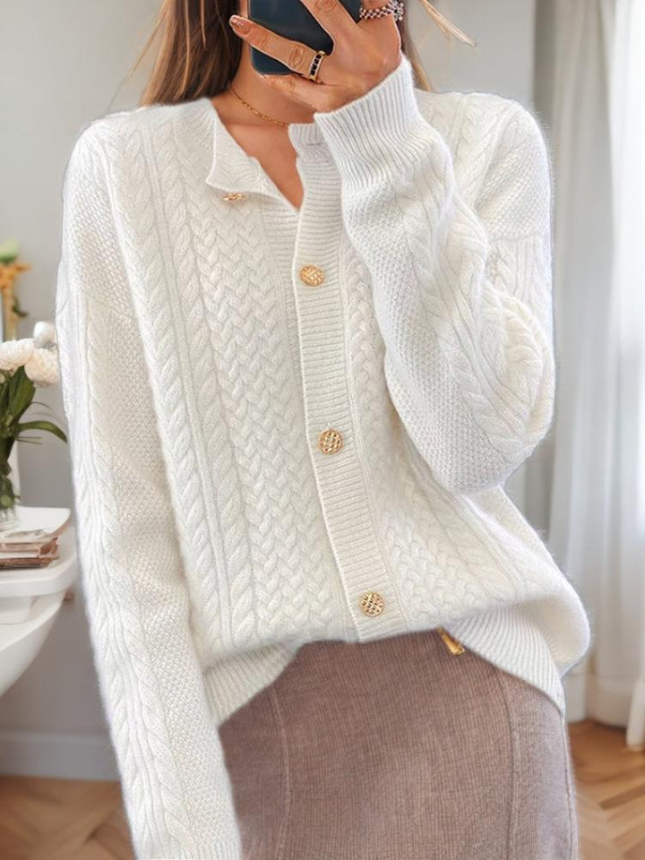 Stilla | Knapper cardigan i vintage kabelstrik jacquard, behagelig og elegant