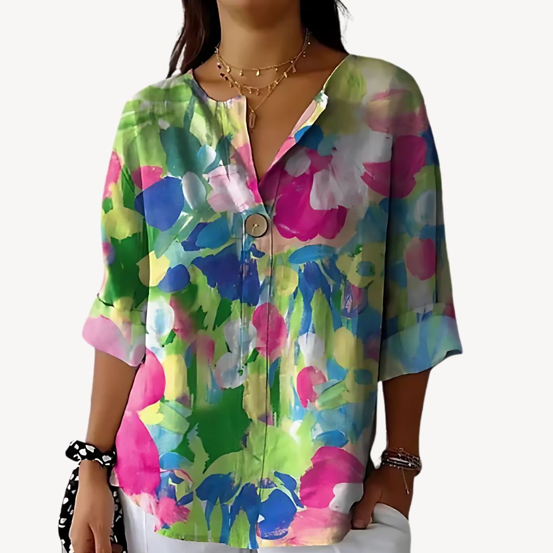 Stilla | Blomstret Print 3/4 Ærme Bluse Kvinder