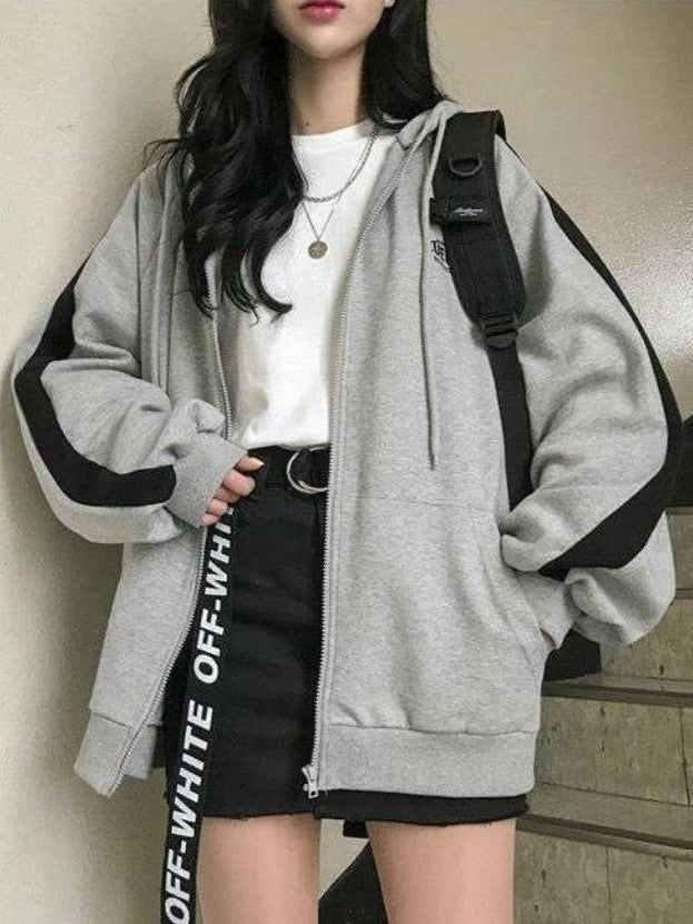 Stilla | Retro Oversized Hoodie med Lynlås