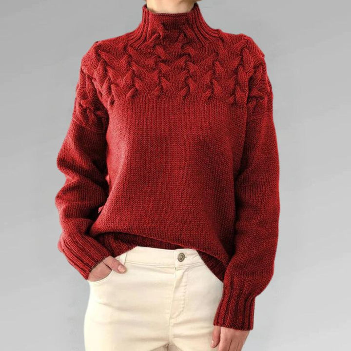 Stilla | Blød Sweater Med Rullekrave og Stort Fletmønster
