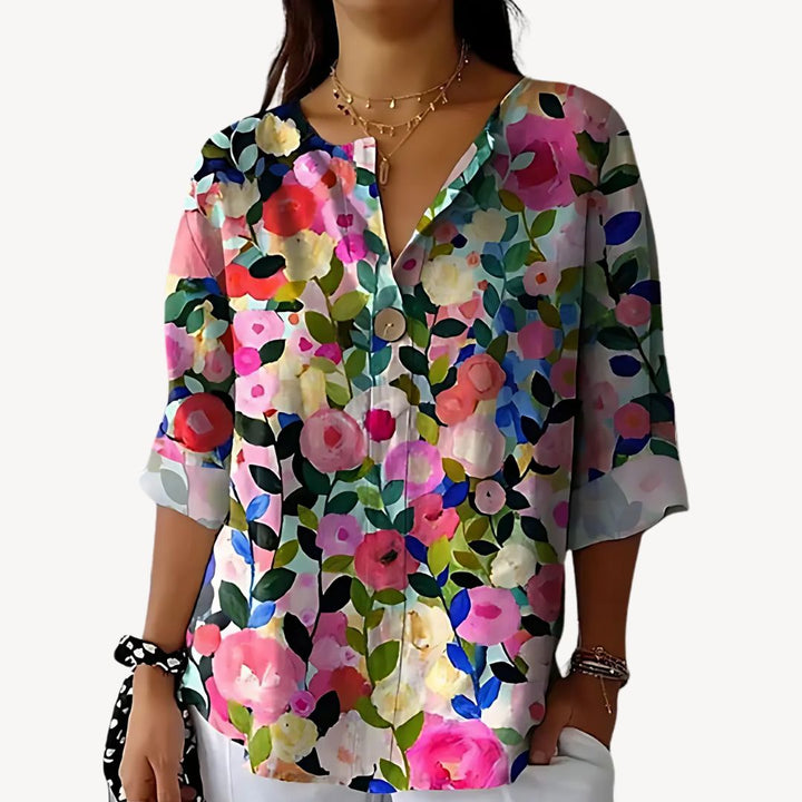 Stilla | Blomstret Print 3/4 Ærme Bluse Kvinder