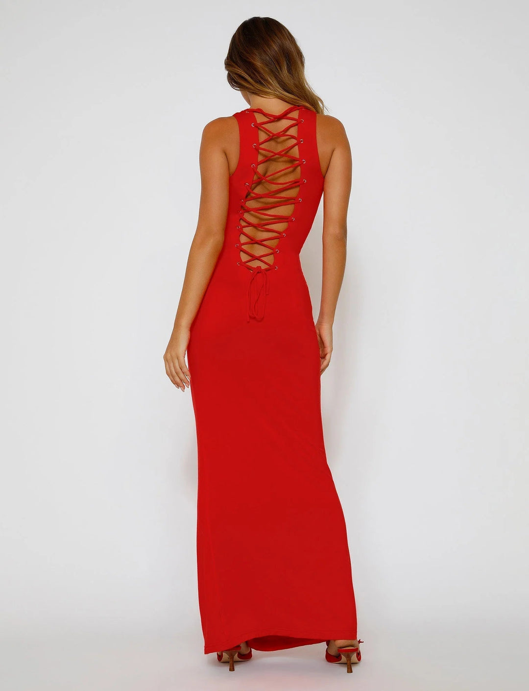 Stilla | Ryg Lace up Maxikjole