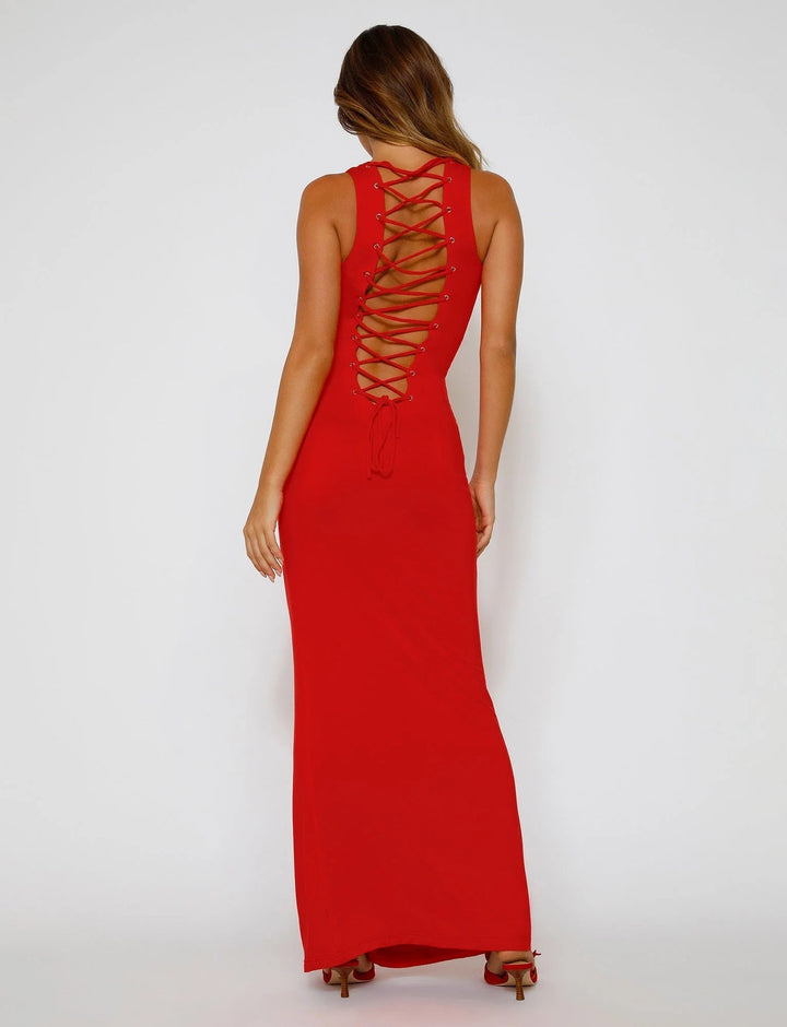 Stilla | Ryg Lace up Maxikjole