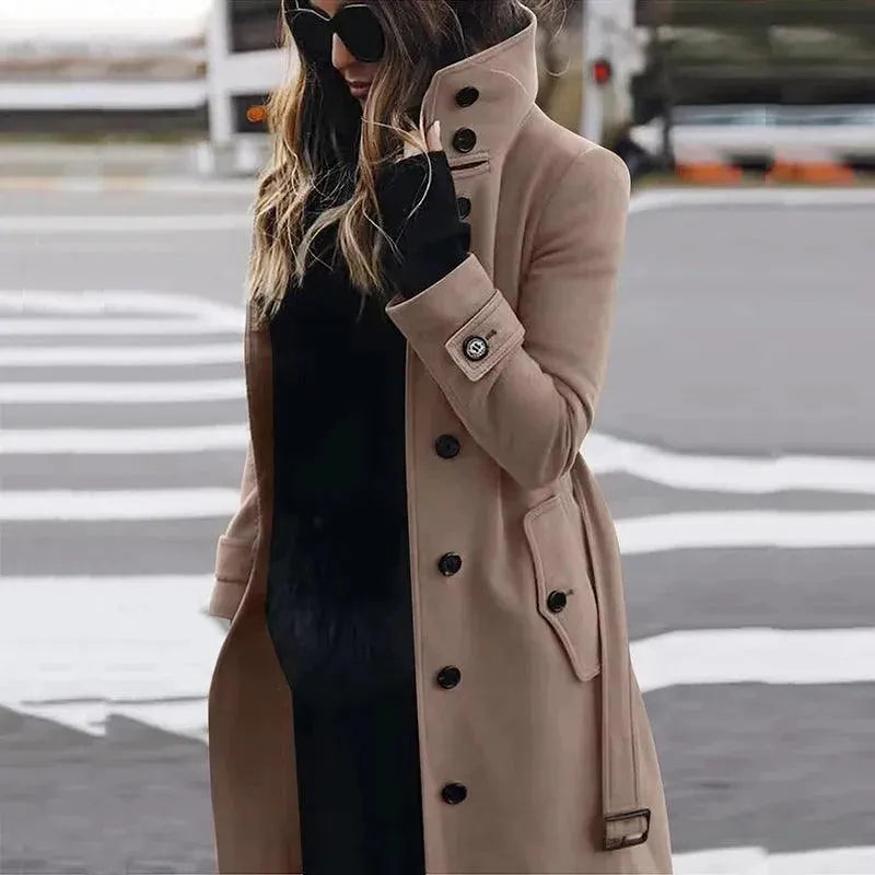 Stilla | Rød dames uld vinterfrakke