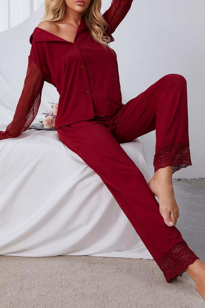 Stilla | Blonde og Net Langærmet Pyjamas Sæt
