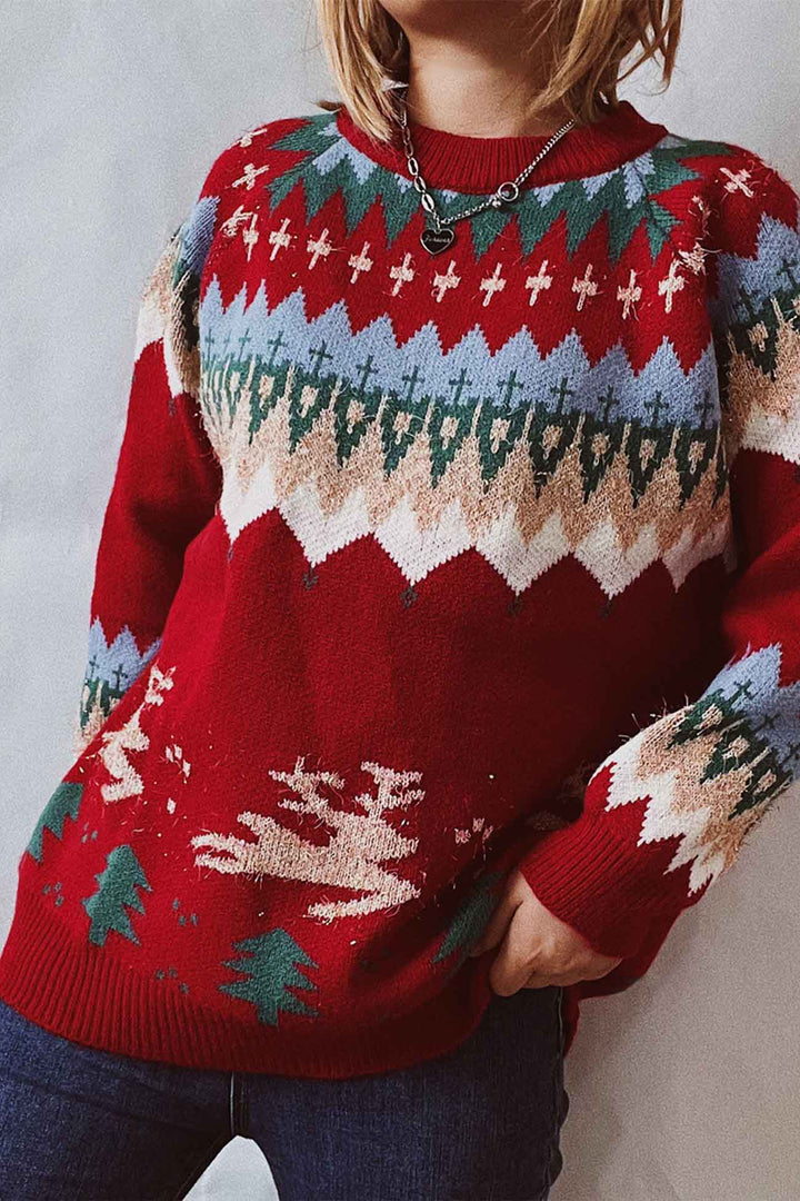 Stilla | Langærmet sweater med dyb skulderparti og rund halsudskæring