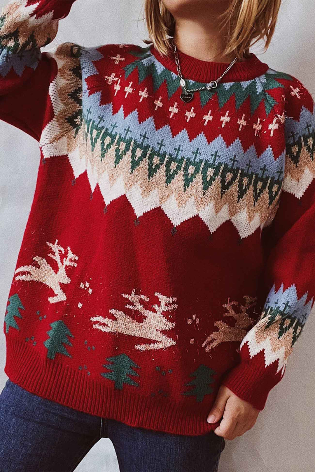 Stilla | Langærmet sweater med dyb skulderparti og rund halsudskæring