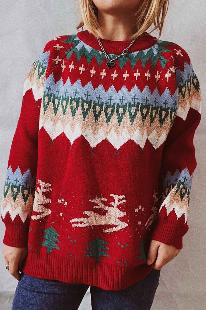 Stilla | Langærmet sweater med dyb skulderparti og rund halsudskæring