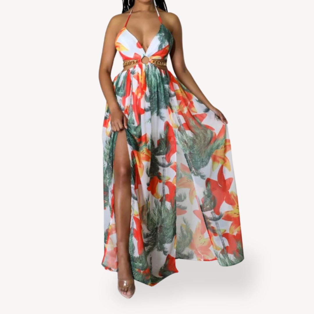 Stilla | Blomstret Print Maxi Kjole Kvinder Chiffon