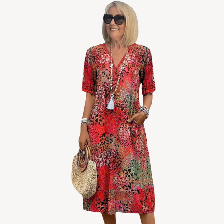 Stilla | Kvinders Bomulds Boho Midi Kjole
