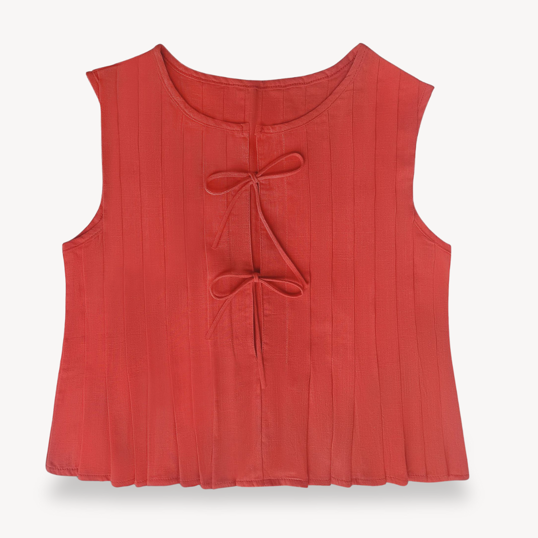 Stilla | Kvinders Linned Plisseret Knytte foran Top