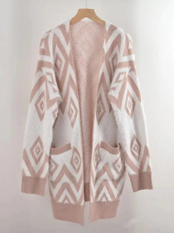 Stilla | Diamond mid-length strikjakke sweater
