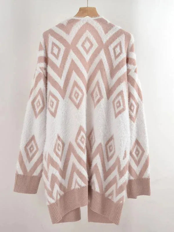 Stilla | Diamond mid-length strikjakke sweater
