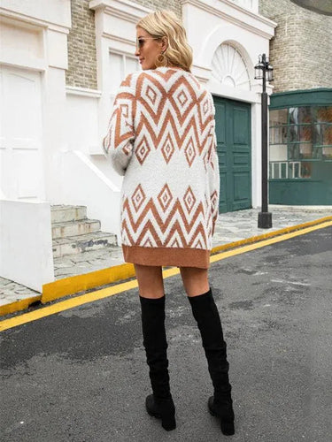 Stilla | Diamond mid-length strikjakke sweater