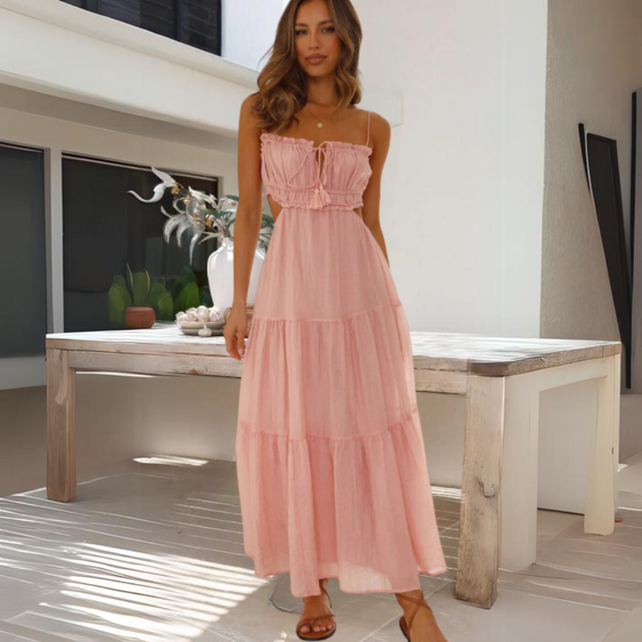 Stilla | Elegant Midi Sommerkjole Med Spaghetti Stropper