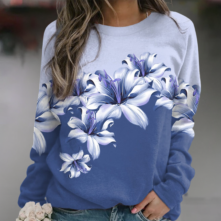 Stilla | Sweatshirt Blødt Åndbart Materiale Behagelig Pasform Floral Print Lange Ærmer