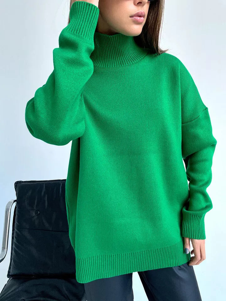 Stilla | Bredskåret Oversized Sweater Med Rullekrave