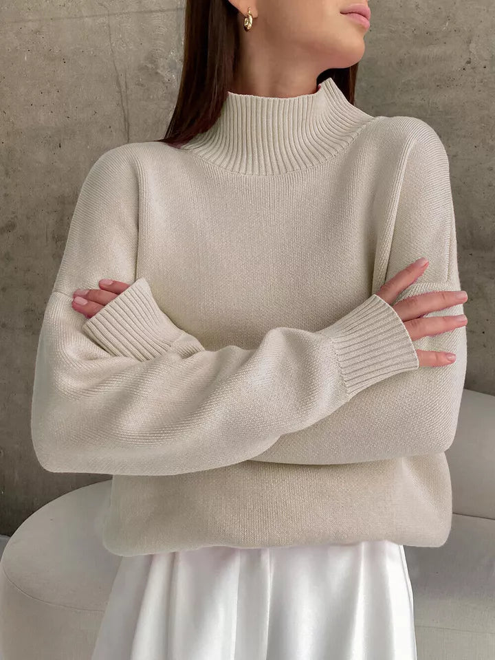 Stilla | Bredskåret Oversized Sweater Med Rullekrave
