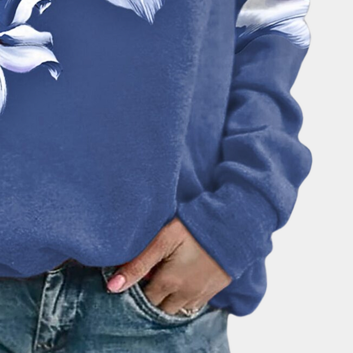 Stilla | Sweatshirt Blødt Åndbart Materiale Behagelig Pasform Floral Print Lange Ærmer