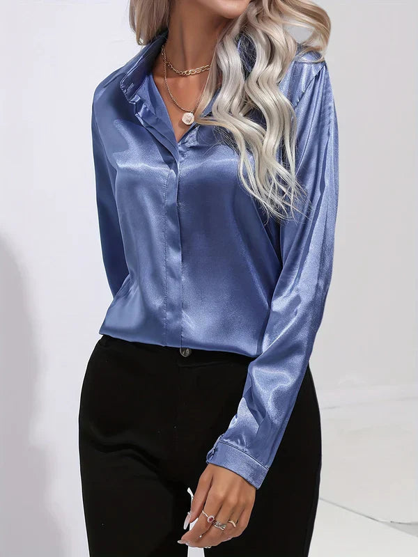 Stilla | Elegant og stilfuld satin-skjorte til kvinder, efterår