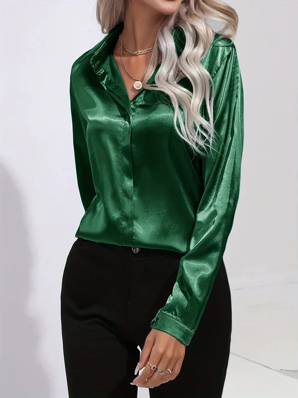 Stilla | Elegant og stilfuld satin-skjorte til kvinder, efterår