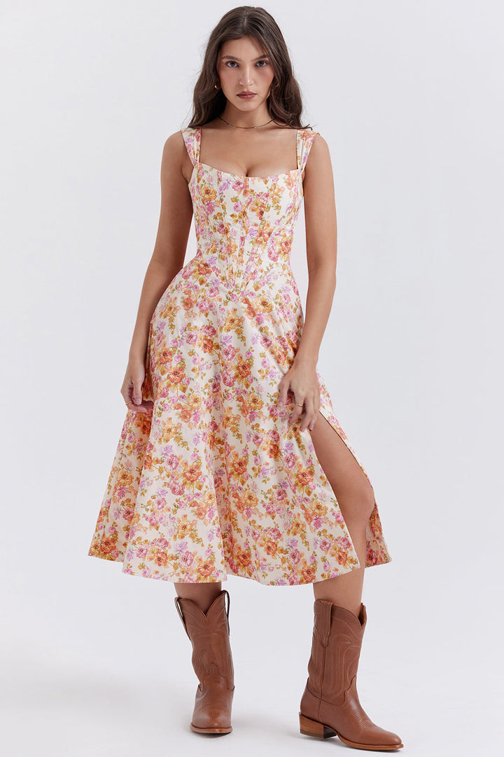 Stilla | Blomstret Let Midi Solkjole
