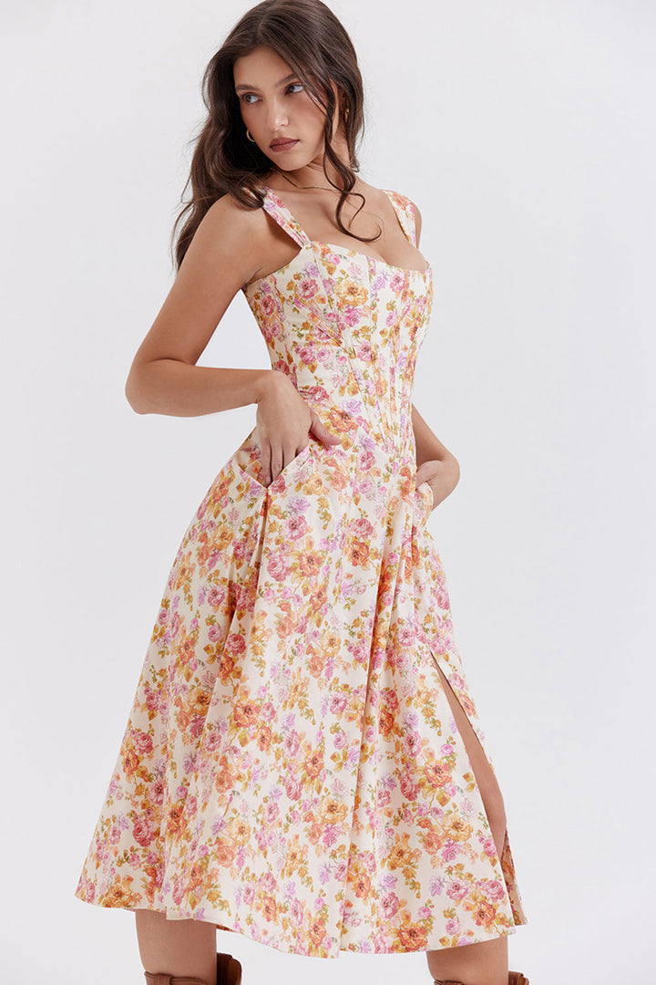 Stilla | Blomstret Let Midi Solkjole