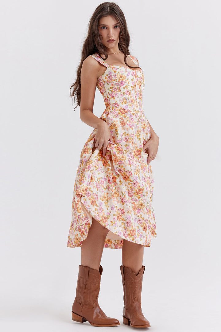 Stilla | Blomstret Let Midi Solkjole