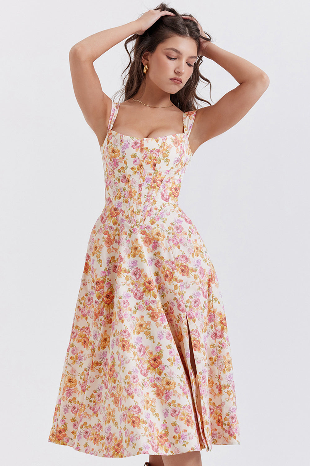 Stilla | Blomstret Let Midi Solkjole