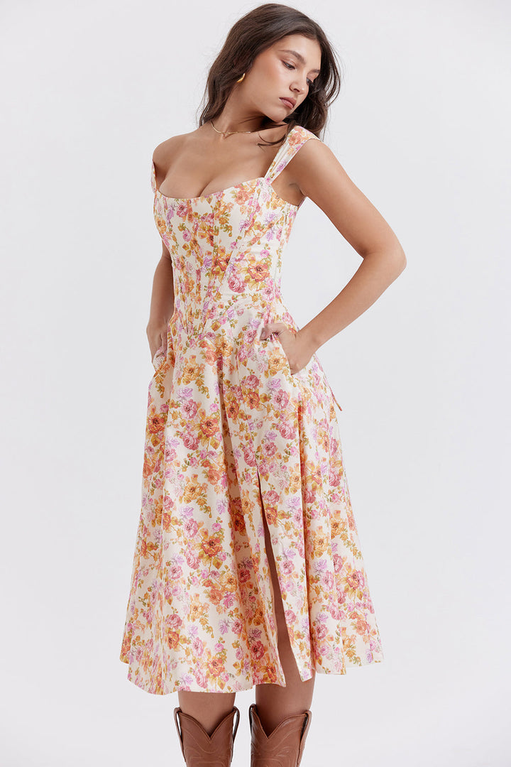 Stilla | Blomstret Let Midi Solkjole
